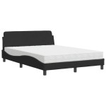 vidaXL Pat cu saltea, negru, 140x190 cm, catifea