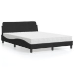 vidaXL Pat cu saltea, negru, 140x190 cm, catifea