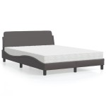 vidaXL Pat cu saltea, Dover, gri, 140x190 cm, piele ecologică