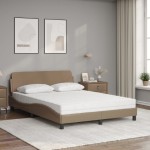 vidaXL Pat cu saltea, cappuccino, 140x190cm piele ecologică
