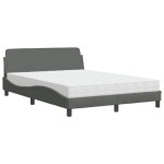 vidaXL Pat cu saltea, gri închis, 140x200 cm, textil