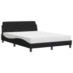 vidaXL Pat cu saltea, negru, 140x200 cm, textil