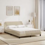 vidaXL Pat cu saltea, crem, 140x200 cm, material textil vidaXL Pat cu saltea, crem, 140x200 cm, material textil
