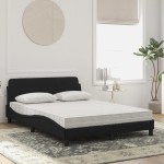 vidaXL Pat cu saltea, negru, 140x200 cm, catifea
