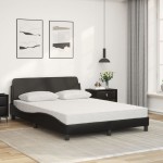vidaXL Pat cu saltea, negru, 140x200 cm, piele ecologică