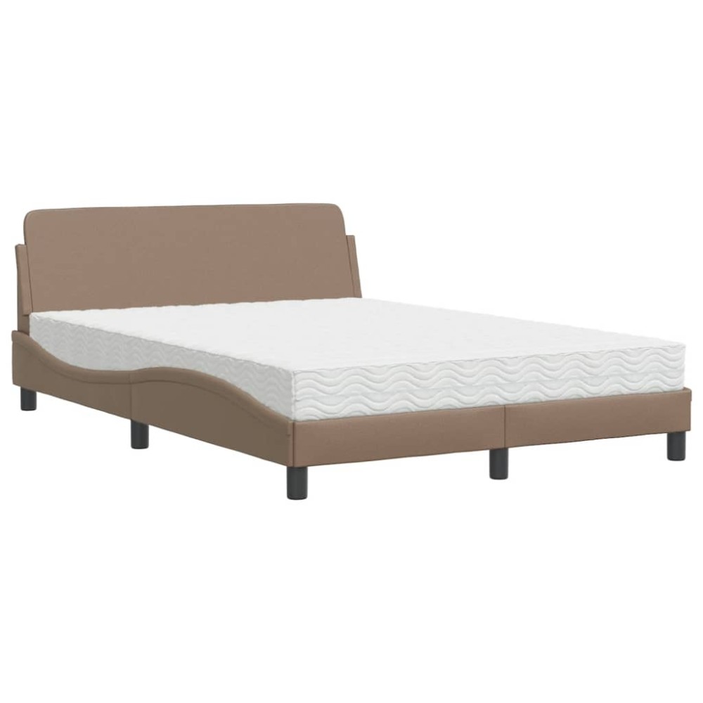 vidaXL Pat cu saltea, cappuccino, 140x200cm piele ecologică
