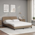 vidaXL Pat cu saltea, cappuccino, 140x200cm piele ecologică