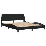 vidaXL Pat cu saltea, negru, 160x200 cm, textil