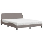 vidaXL Pat cu saltea, gri taupe, 160x200 cm material textil