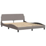 vidaXL Pat cu saltea, gri taupe, 160x200 cm material textil