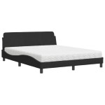 vidaXL Pat cu saltea, negru, 160x200 cm, catifea