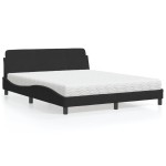 vidaXL Pat cu saltea, negru, 160x200 cm, catifea