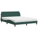 vidaXL Pat cu saltea, verde închis, 160x200 cm, catifea