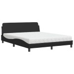 vidaXL Pat cu saltea, negru, 160x200 cm, piele ecologică