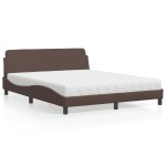 vidaXL Pat cu saltea, maro, 160x200 cm, piele ecologică vidaXL Pat cu saltea, maro, 160x200 cm, piele ecologică