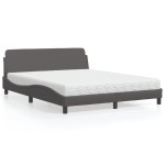vidaXL Pat cu saltea, gri, 160x200 cm, piele ecologică vidaXL Pat cu saltea, gri, 160x200 cm, piele ecologică