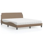 vidaXL Pat cu saltea, cappuccino, 160x200cm piele ecologică vidaXL Pat cu saltea, cappuccino, 160x200cm piele ecologică