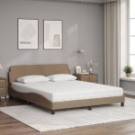vidaXL Pat cu saltea, cappuccino, 160x200cm piele ecologică vidaXL Pat cu saltea, cappuccino, 160x200cm piele ecologică
