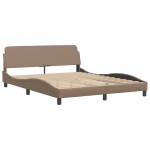 vidaXL Pat cu saltea, cappuccino, 160x200cm piele ecologică vidaXL Pat cu saltea, cappuccino, 160x200cm piele ecologică