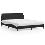 vidaXL Pat cu saltea, negru și alb, 160x200 cm, piele ecologică vidaXL Pat cu saltea, negru și alb, 160x200 cm, piele ecologică