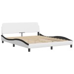 vidaXL Pat cu saltea, alb și negru, 160x200 cm, piele ecologică vidaXL Pat cu saltea, alb și negru, 160x200 cm, piele ecologică
