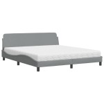 vidaXL Pat cu saltea, gri deschis, 180x200 cm, material textil vidaXL Pat cu saltea, gri deschis, 180x200 cm, material textil