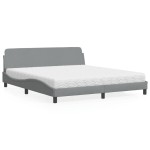 vidaXL Pat cu saltea, gri deschis, 180x200 cm, material textil vidaXL Pat cu saltea, gri deschis, 180x200 cm, material textil