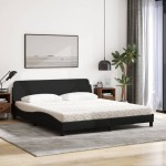 vidaXL Pat cu saltea, negru, 180x200 cm, catifea