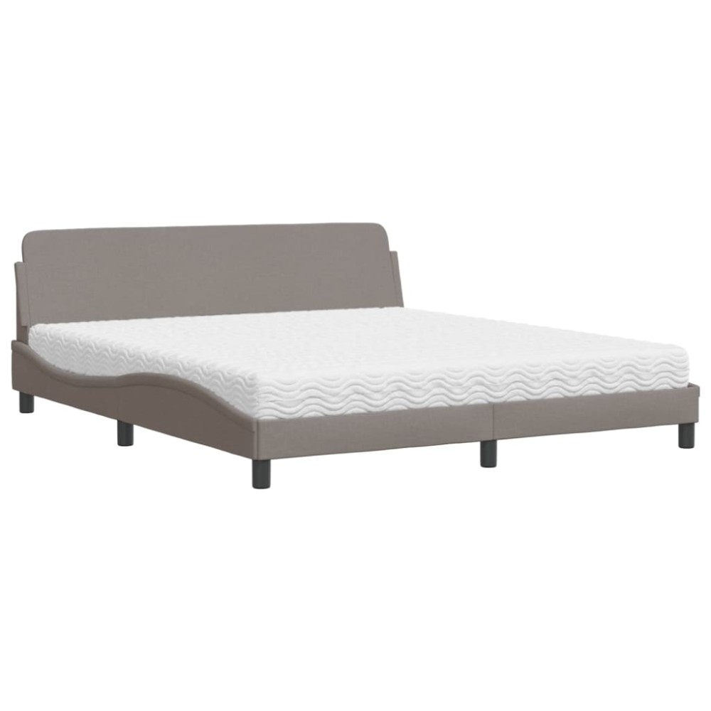 vidaXL Pat cu saltea, gri taupe, 180x200 cm, textil