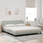 vidaXL Pat cu saltea, gri deschis, 180x200 cm, catifea vidaXL Pat cu saltea, gri deschis, 180x200 cm, catifea