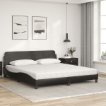 vidaXL Pat cu saltea, negru, 180x200 cm, piele ecologică