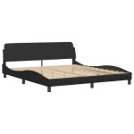 vidaXL Pat cu saltea, negru, 180x200 cm, piele ecologică