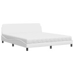 vidaXL Pat cu saltea, alb, 180x200 cm, piele ecologică
