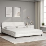 vidaXL Pat cu saltea, alb, 180x200 cm, piele ecologică