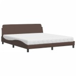 vidaXL Pat cu saltea, maro, 180x200 cm, piele ecologică vidaXL Pat cu saltea, maro, 180x200 cm, piele ecologică