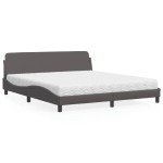 vidaXL Pat cu saltea, gri, 180x200 cm, piele ecologică vidaXL Pat cu saltea, gri, 180x200 cm, piele ecologică