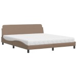 vidaXL Pat cu saltea, cappuccino, 180x200cm piele ecologică vidaXL Pat cu saltea, cappuccino, 180x200cm piele ecologică