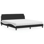 vidaXL Pat cu saltea, alb și negru, 180x200 cm, piele ecologică vidaXL Pat cu saltea, alb și negru, 180x200 cm, piele ecologică