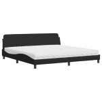 vidaXL Pat cu saltea, negru, 200x200 cm, textil