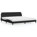 vidaXL Pat cu saltea, negru, 200x200 cm, textil