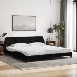 vidaXL Pat cu saltea, negru, 200x200 cm, textil