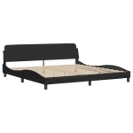vidaXL Pat cu saltea, negru, 200x200 cm, textil
