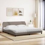 vidaXL Pat cu saltea, gri taupe, 200x200 cm, textil