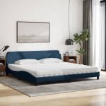 vidaXL Pat cu saltea, albastru, 200x200 cm, textil