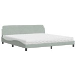 vidaXL Pat cu saltea, gri deschis, 200x200 cm, catifea vidaXL Pat cu saltea, gri deschis, 200x200 cm, catifea