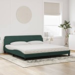 vidaXL Pat cu saltea, verde închis, 200x200 cm, catifea