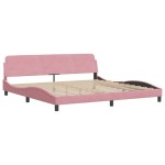 vidaXL Pat cu saltea, roz, 200x200 cm, catifea vidaXL Pat cu saltea, roz, 200x200 cm, catifea