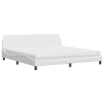 vidaXL Pat cu saltea, alb, 200x200 cm, piele ecologică