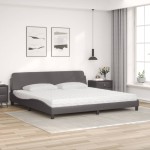 vidaXL Pat cu saltea, gri, 200x200 cm, piele ecologică vidaXL Pat cu saltea, gri, 200x200 cm, piele ecologică