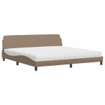 vidaXL Pat cu saltea, cappuccino, 200x200 cm, piele ecologică